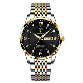 Наручний годинник чоловічий Hemsut Poedagar Сріблясто-золотий (2926)