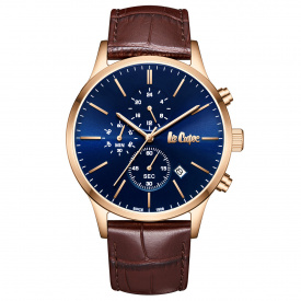Наручний годинник чоловічий Lee Cooper Leather Gold Золотистий (3435)