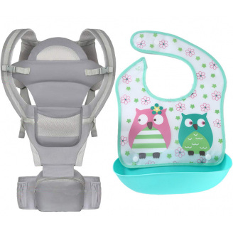 Хипсит эрго-рюкзак кенгуру переноска слюнявчик-трансформер Baby Carrier 20 кг 6 в 1 Серый (vol-9900)