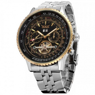 Чоловічий наручний годинник механічний Jaragar Luxury Silver