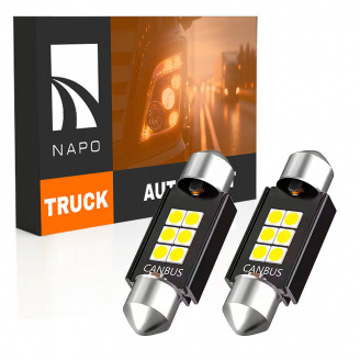 Комплект світлодіодних ламп для вантажівок Napo Truck SJ-3030-6SMD 24V 31mm C5W C10W 2 шт Білий (2476291020)