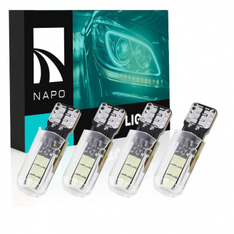 Комплект світлодіодних ламп Napo T10-3030-6smd-Lens W5W T10 4 шт Білий (2508400788)