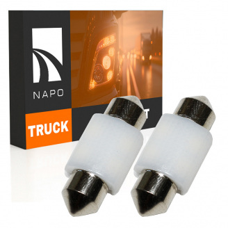 Комплект світлодіодних ламп для вантажівок Napo Truck SJ-3030-4SMD 24V 31mm C5W C10W 2 шт Білий (2530570409)