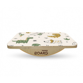 Дерев'яна дошка балансувальна по Більгоу без розмітки SwaeyBoard EVA Dino до 150 кг 55х33х10 см Різнокольоровий