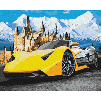Картина за номерами Brushme XL Lamborghini біля замку 48х60 см Різнокольоровий BS28723L