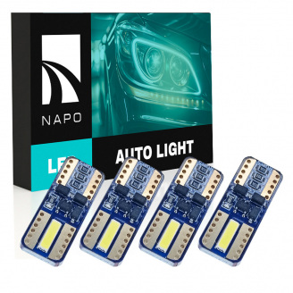 Комплект світлодіодних ламп Napo LED T10-7020-2smd W5W T10 4 шт Білий (2470574145)