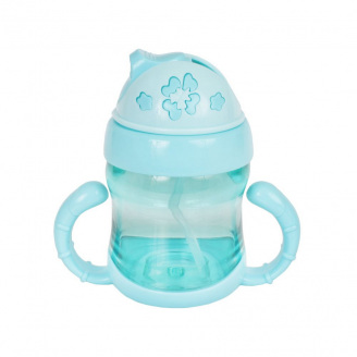 Дитячий поїльник з трубочкою Mega Zayka MGZ-0321 (Turquoise) 150 мл
