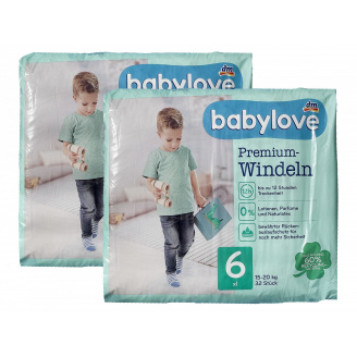 Дитячі одноразові підгузники Babylove Premium 6 XL 15-20 кг 64 шт