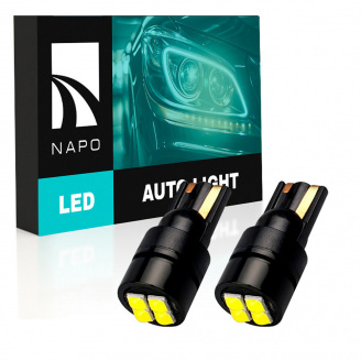 Комплект світлодіодних ламп Napo LED T10-3030-4smd W5W T10 2 шт Білий (2470575745)