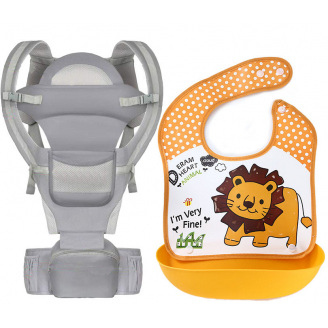 Хипсит эрго-рюкзак кенгуру переноска слюнявчик-трансформер Baby Carrier 20 кг 6 в 1 Серый (vol-9901)