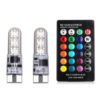 2x LED BTB W5W T10 лампа в автомобиль с пультом ДУ 6SMD 16 цветов