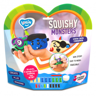 Набор для лепки Squishy Monsters ТМ Lovin 70130 с воздушным пластилином