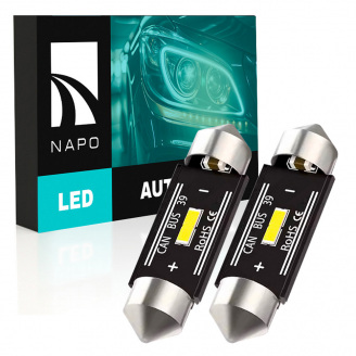 Комплект світлодіодних ламп Napo LED SJ-7020-1SMD-CANBUS 39mm C5W C10W 2 шт Білий (2530565789)