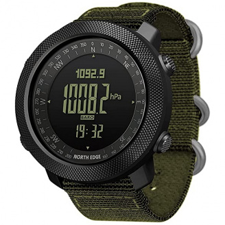 Наручний годинник чоловічий з компасом North Edge Apache Green 5BAR Чорний (2860)