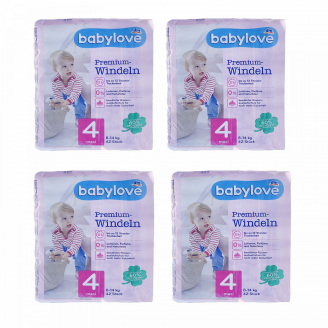 Дитячі одноразові підгузники Babylove Premium 4 maxi (8-14) кг 168 шт