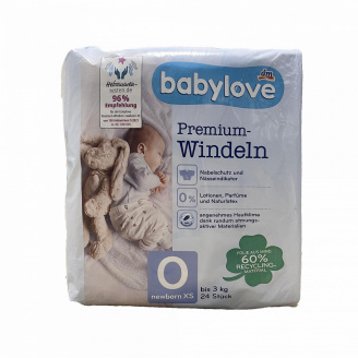 Підгузники Babylove Premium 0 newborn XS (до 3 кг) 24 шт