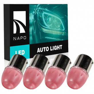 Комплект світлодіодних ламп Napo LED 1156-HP-Lens P21W 1156 BA15S 4 шт Червоний (2523852495)