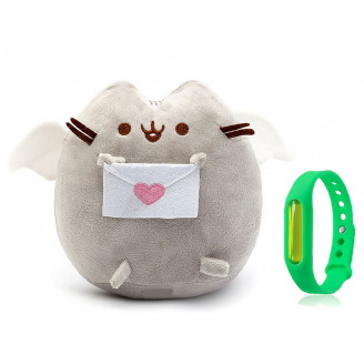Набір М'яка іграшка Pusheen cat з листом Gray і дитячий силіконовий браслет від комарів (vol-1089)
