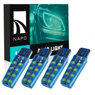 Комплект світлодіодних ламп Napo T10-COB16-Silic W5W T10 4 шт Білий (2508359876)