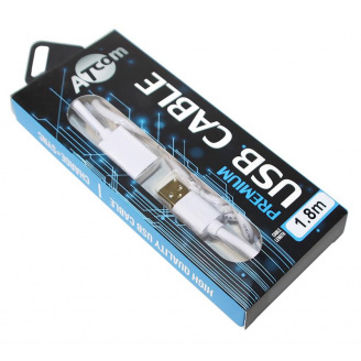 Кабель Atcom 13425 USB 2.0 AM/AF 1.8м білий Gold plated блістер