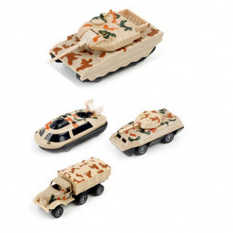 Набір військових машинок 1:64 Bambi 3313-44 метал-пластик, 4 шт Сірий