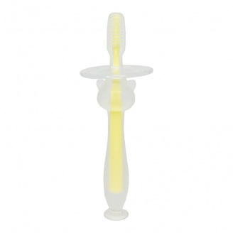 Силіконова зубна щітка Mumlove Mega Zayka MGZ-0707(Yellow) з обмежувачем
