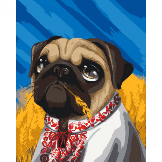 Картина за номерами Мопс у вишиванц Pollypop92 Art Craft 11511-AC 40*50 см