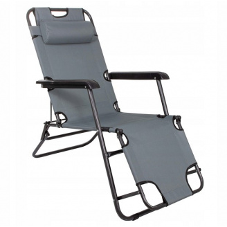 Шезлонг крісло-лежак для пляжу тераси та саду Springos Zero Gravity 60x153 см Сірий (2104618500)