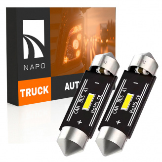 Комплект світлодіодних ламп для вантажівок Napo Truck SJ-7020-1SMD 24V 41mm C5W C10W 2 шт Білий (2530979342)