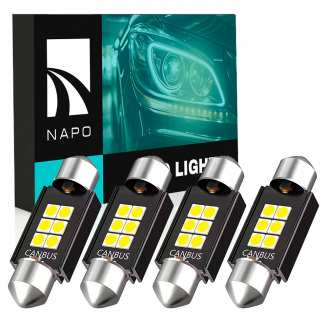 Комплект світлодіодних ламп Napo LED SJ-3030-6SMD 41mm C5W C10W 4 шт Білий (2476286834)
