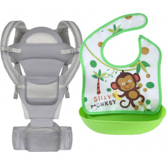 Хипсит эрго-рюкзак кенгуру переноска слюнявчик-трансформер Baby Carrier 20 кг 6 в 1 Серый (vol-9896)