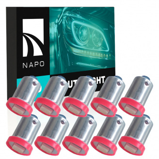 Комплект світлодіодних ламп Napo LED BA9S-5050-1smd T4W Ba9s 10 шт Червоний (1805042580)