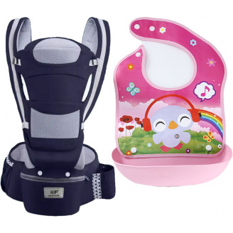Хипсит эрго-рюкзак кенгуру переноска слюнявчик-трансформер Baby Carrier 20 кг 6 в 1 Темно-синий (vol-9869)
