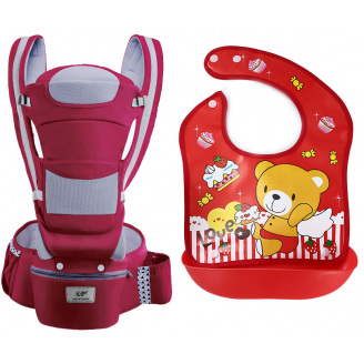 Хипсит эрго-рюкзак кенгуру переноска слюнявчик-трансформер Baby Carrier 20 кг 6 в 1 Бордовый (vol-9888)