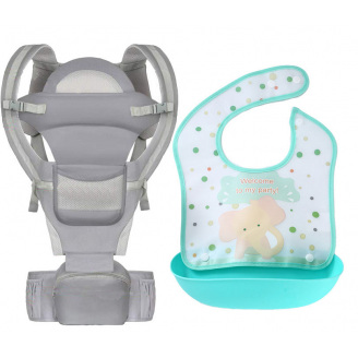 Хипсит эрго-рюкзак кенгуру переноска слюнявчик-трансформер Baby Carrier 20 кг 6 в 1 Серый (vol-9902)