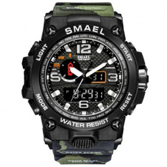 Водостійкий тактичний кварцовий годинник Smael Tank black