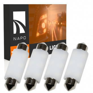 Комплект світлодіодних ламп для вантажівок Napo Truck SJ-3030-6SMD 24V 41mm C5W C10W 4 шт Білий (2530973257)