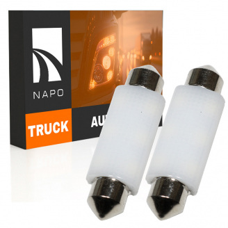 Комплект світлодіодних ламп для вантажівок Napo Truck SJ-3030-6SMD 24V 41mm C5W C10W 2 шт Білий (2530972640)