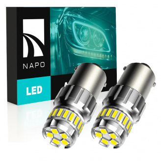 Комплект світлодіодних ламп Napo LED 1156-4014-18+5smd 9-48V P21W 1156 BA15S 2 шт Білий (2473306636)