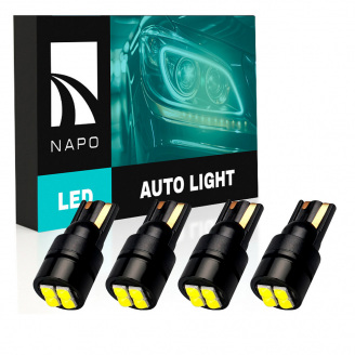 Комплект світлодіодних ламп Napo LED T10-3030-4smd W5W T10 4 шт Білий (2470579318)