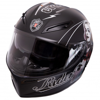 Мотошлем QKE HARLEY QUINN M-9545 L Черный-белый