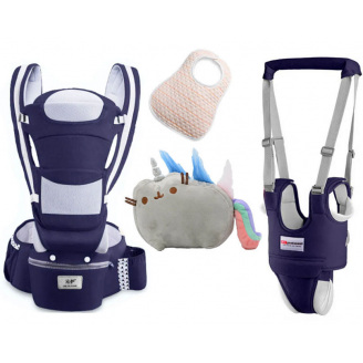 Хипсит Baby Carrier эрго-рюкзак кенгуру переноска 6 в 1 игрушка Пушин кот Радуга (vol-1883) Темно-синий