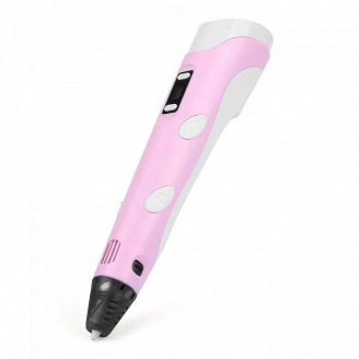 3D ручка c LCD дисплеем и комплектом эко пластика для рисования 3DPen Hot Draw 3 Pink