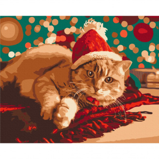 Картина по номерам Санта котик Brushme (BS51356)