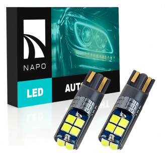 Комплект світлодіодних ламп Napo LED T10-3030-10smd W5W T10 2 шт Білий (2470580381)