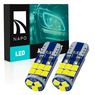 Комплект світлодіодних ламп Napo T10-3030-15smd W5W T10 2 шт Білий (2508425835)