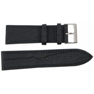 Ремешок для часов кожаный Mykhail Ikhtyar 24 мм Черный (S24-619S black)