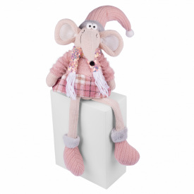 Новорічна м'яка іграшка Novogod'ko Мишеня Дівчинкав рожевому 69см сидить (974787)