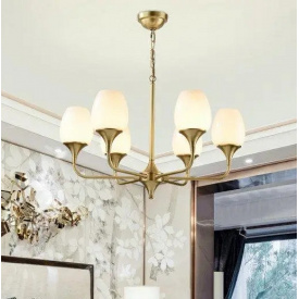 Світлодіодна люстра No Brand Жоржина 5035 Золотистий на 6 плафонів