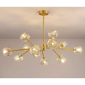 Світлодіодна люстра No Brand Смарагд 8609 Золотистий на 12 плафонів